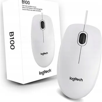 Myš Myš Logitech B100 910-003360 (optická; 800 DPI; bílá)