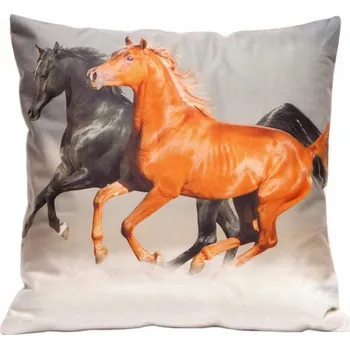 Povlak na dekorativní polštářek Velurový povlak na polštář 40x40 cm KONĚ Dekorativní povlak