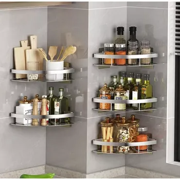 Koupelnový nábytek Nalepovací rohová polička ALU stříbrná