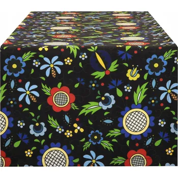 ubrus Běžec na stůl 40x180 cm Odolný proti skvrnám Kašubský vzor Tmavý 10661