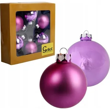 Vánoční ozdoba Sada 6 skleněných vánočních koulí, fialová barva