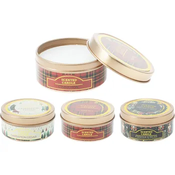 Svíčka H&L Set 3 ks - Vánoční vonná svíčka v dárkové plechovce 6,2cm, různé vůně