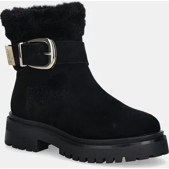 Dámské kozačky Dětské semišové boty Steve Madden Lodge dámské, černá barva, na plochém podpatku, 11004980 11004980.015 99X, EUR 40