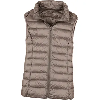 Dámská zimní vesta s rolákem a zapínáním na zip Jednobarevná hřejivá vesta z lehkého polyesteru Stylová zimní vesta v různých barvách khaki L