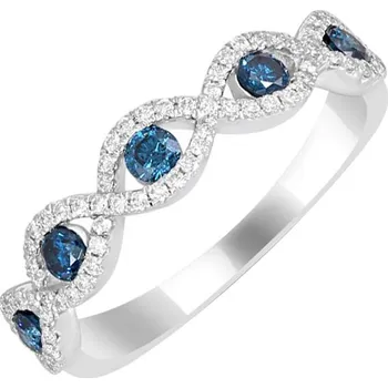 Prsten Zlatý eternity prsten s modrými a bílými diamanty Sanvi