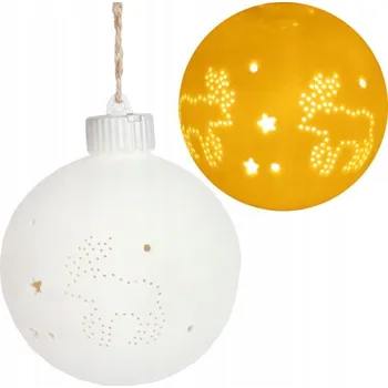 Vánoční dekorace Keramická LED Vánoční Koule s motivem sob baterie
