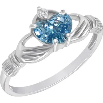 Prsten Zlatý claddagh prsten s topazem a diamantem Norie