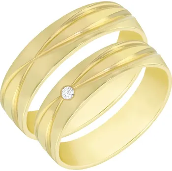 Prsten Elegantní zlaté snubní prsteny s diamantem Carlo
