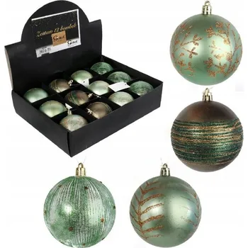 Vánoční dekorace PLASTOVÉ VÁNOČNÍ BAŇKY 12 KS NA VÁNOČNÍ STROMČEK 8 CM, MIX BAREV