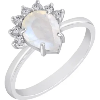 Prsten Zásnubní prsten s měsíčním kamenem a diamanty Namir