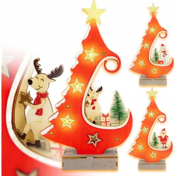 Vánoce VÁNOČNÍ LED DEKORACE FIGURKA DŘEVĚNÝ STROMEČEK