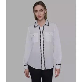 Dámská košile KARL LAGERFELD PARIS dámská košile s tvídem bílá L