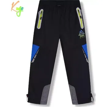Dětská móda Chlapecké šusťákové kalhoty zateplené Kugo DK8235 černá / signální zip (Chlapecké zimní kalhoty s flísovou podšívkou)