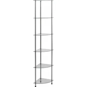 regál Skleněný regál, 6 polic, 30x30x160 cm, průhledný