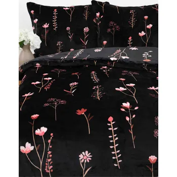 Bytový textil MKLuzkoviny.cz Povlečení mikroplyš Exclusive Vlčí máky černé 140 x 200, 70 x 90 cm zipový uzávěr