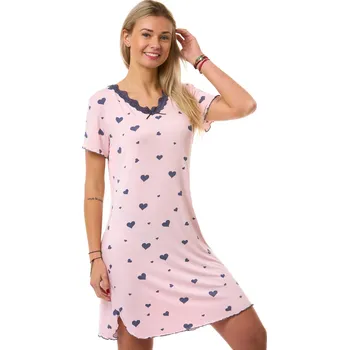 Dámská noční košile Dámská noční košilka jemná 1D1671 růžová xxl