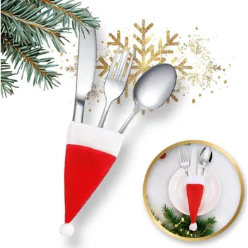 Vánoční dekorace Vánoční pouzdro na příbor - mikulášská čepice