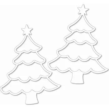 Vánoční dekorace ZIMNÍ AŽUROVÁ DEKORACE - VÁNOČNÍ STROMEČKY x2 (VELKÉ 44 x 33 cm) - LearnHow