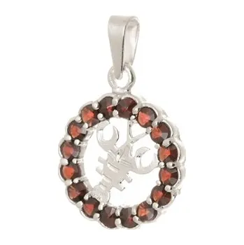 Přívěsek Stříbrný přívěšek znamení rak s granáty STRZ1215RAKF + dárek zdarma