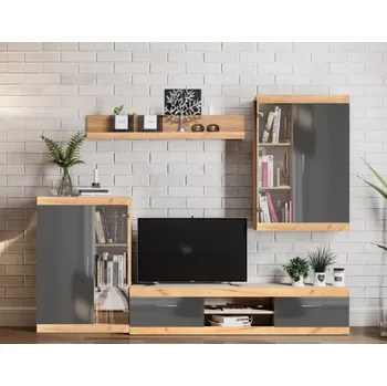 Televizní stolek Slevadoma Obývací stěna TOLUCA dub artisan/antracit lesk