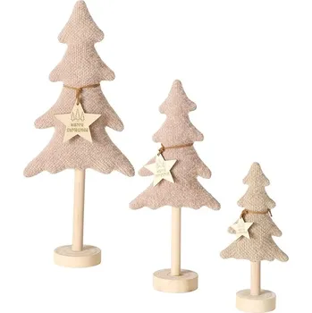Vánoční dekorace Ozdobný vánoční stromeček Boltze Arvore 33 / 22 / 43 cm 3-pack béžová barva 2059250 12X