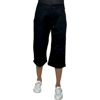 Dámské kalhoty Dámské plátěné 3/4 kalhoty SISI Barva: Černá, Velikost: 38