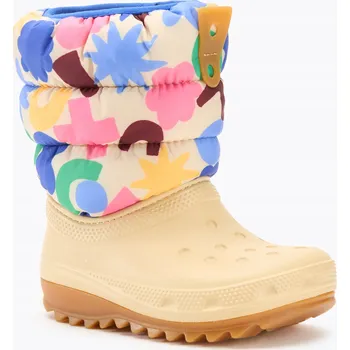 Dívčí sněhule Sněhule Crocs Classic Neo Puff Geo Shapes Boot pro batolata, hnědošedá (shitake)/ velikost 25-26 EU