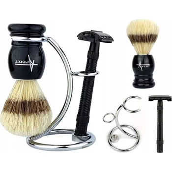 Břitva na holení Štětka na holení, strojek na žiletky, kovový stojan - sada na holení