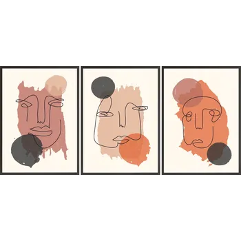 Obraz Postery + RÁMY 3x 24x33 abstraktní tváře výběr