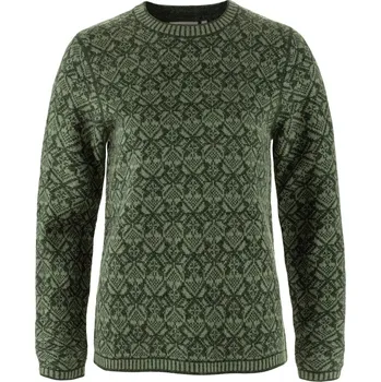 Dámské oblečení Dámský vlněný svetr FJÄLLRÄVEN Snow Round Neck Sweater W Deep Forest - M