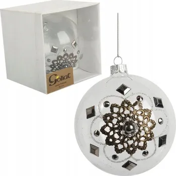 Vánoční dekorace Zdobená Vánoční Koule , Průhledná Vánoční Koule , 10 cm vánoční koule , 1 ks