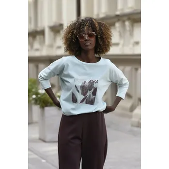 Dámská halenka OFF PINK halenka Emanuela - pistáciová, 38 (Dámská halenka s 3/4 rukávem)