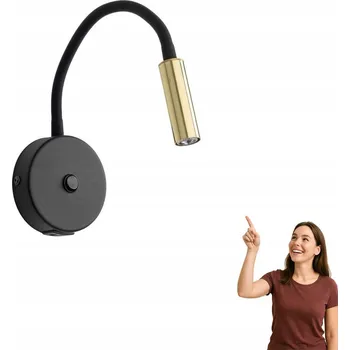 Nástěnné svítidlo TK Lighting Nástěnné světlo Lagos USB, černá/zlatá, 27 cm, lampa na čtení, G9 - Ø baldachýn 8 cm černá, zlatá 1 x 8 W LED - Doprava zdarma