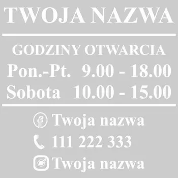 samolepka SAMOLEPKA OTEVÍRACÍ DOBA VÍTEJTE NA OKNO DVEŘE VÝLOHU SAMOLEPICÍ
