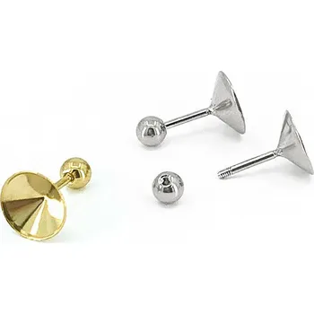 Materiál na výrobu šperku Dříky se šroubovací kuličkou a rivoli lůžkem - 1ks - 8mm / Nerez SL