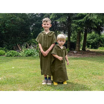 Chlapecký župan Nelly Mušelínové pončo dětské - Khaki Rozměr: 146 - 164 cm