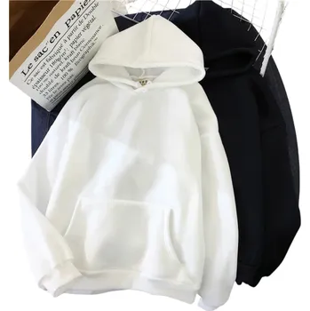 Dámská mikina Dámská mikina s kapucí a kapsami Jednobarevná mikina z měkkého polyesteru Pohodlný volnočasový svršek v různých barvách bílá M