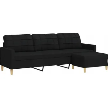 Pohovka Třímístná pohovka černá, 226x77x80 cm, polyesterová tkanina