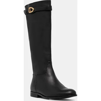 Dámské kozačky Kožené kozačky Twinset dámské, černá barva, na plochém podpatku, 252TCP19C 252TCP19C.00006 99X, EUR 38