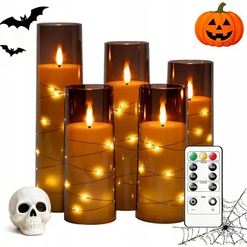led svíčka Dekorativní LED svíčky na Halloween a Vánoce, napájené bateriemi 5 kusů