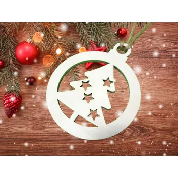 Vánoční dekorace Dary dřeva Dřevěná baňka - stromeček