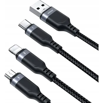 Datový kabel Kabel Joyroom USB - USB typ C / microUSB / Lightning 0,3 m černý
