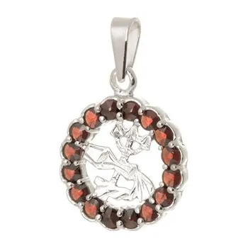 Přívěsek Stříbrný přívěšek znamení vodnář s granáty STRZ1215VODF + dárek zdarma