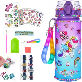 Láhev Dětská láhev lahev na pití se slámkou, bez BPA – Personalizované lahve na vodu