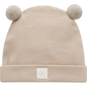 Kojenecká čepice PINOKIO Čepička žebrovaná Winter BÉŽOVÁ - 68