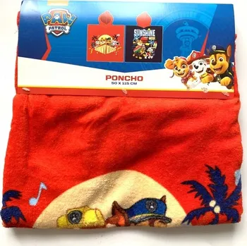 Ručník Poncho s kapucí Tlapková patrola 115 x 50 cm, vícebarevný