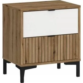 Noční stolek Ricko RIKK06 Noční Stolek 2S Bílý Alpský Dub Coast Evoke Wójcik