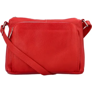 Stylová dámská kožená crossbody Robertina, červená