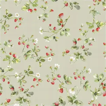 Šalvějová Voděodolná Látka na závěsy/ubrus 160 cm s motivem jahod