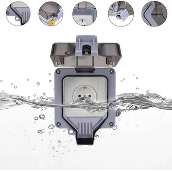 Elektrická zásuvka Venkovní vodotěsná zásuvka IP66, voděodolná, zahradní